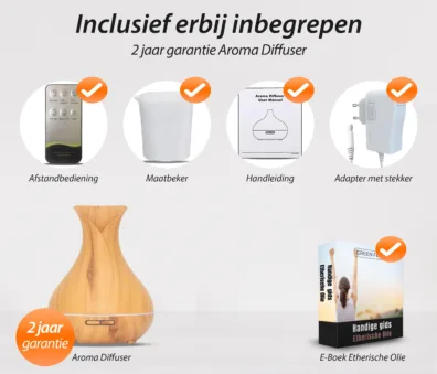 Vitality Pro ultrasone aroma diffuser in licht hout - grootste reservoir van Nederland