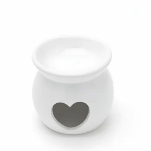 Witte keramische waxbrander met hartvormig design