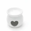 Witte keramische waxbrander met hartvormig design