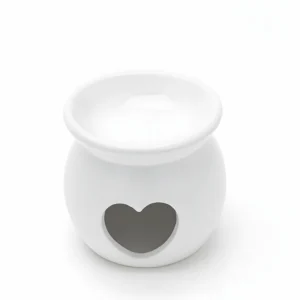 Witte keramische waxbrander met hartvormig design
