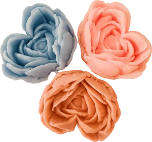 Handgemaakte roosvormige waxmelts in mix van bloemengeuren