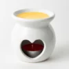 Witte keramische waxbrander met hartvormig design