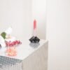 Kaarshouder - Lip - Keramiek - Zwart - 10,5x6,5x5,5cm