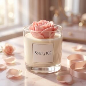 gezellige kaars roos in glas kaarsen kopen