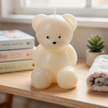 Handgemaakte figuurkaars beren kaarsen kopen, 100% sojawax in wit