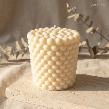 Untitled Project (2) Handgemaakte bubble decoratieve kaarsen van 100% sojawax in peach kleur