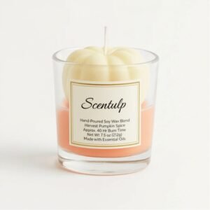 design geurkaars vanille in glas met pompoenvorm en vanillegeur