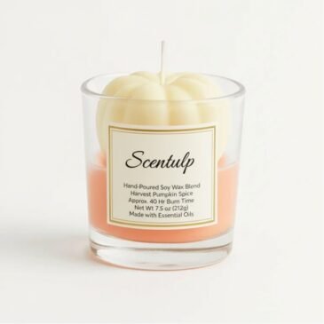 design geurkaars vanille in glas met pompoenvorm en vanillegeur