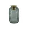Kandelaar- Fles - Glas/Metaal- Grijs/Goud- 6x6x11,5cm