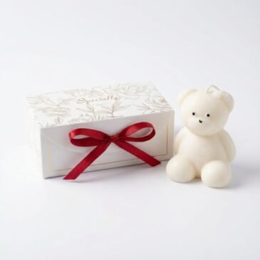 Handgemaakte figuurkaars beren kaarsen kopen, 100% sojawax in wit