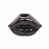 Kaarshouder - Lip - Keramiek - Zwart - 10,5x6,5x5,5cm