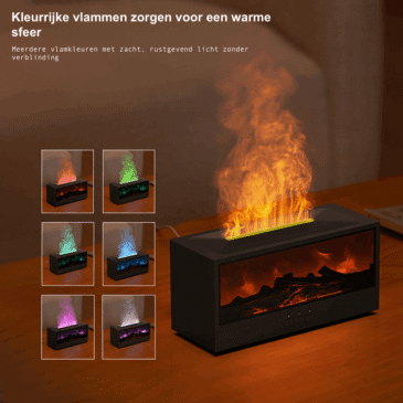 aroma diffuser met vlameffect en 7 kleuren LED verlichting