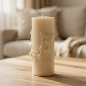 Bloem Reliëf Designkaars - decoratieve kaars met een verfijnd bloemreliëf