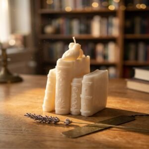 Sculptuur kaars designkaars · boeken kaars · handgemaakte sojawas kaars