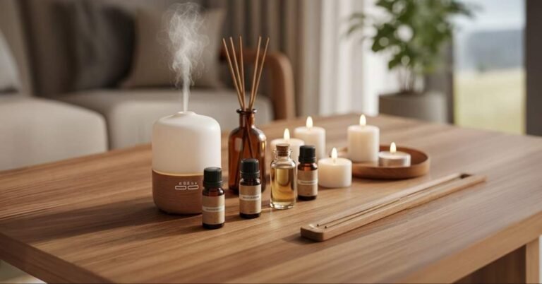 wellness pakket voor thuis, Biologische etherische oliën van scentulp met aroma diffuser en geurkaarsen