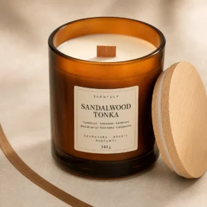 Geurkaars in een glazen houder Scentulp Geurkaars Sandelhout Tonka 340 g