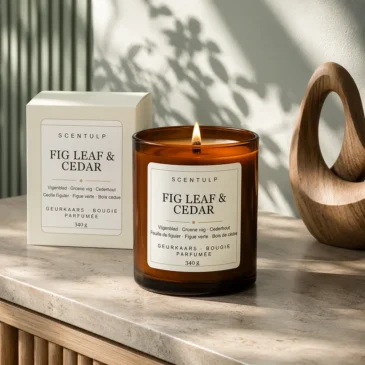 Lit Scented Candle Scentulp Geurkaars Vijgenblad & Cederhout 340 g