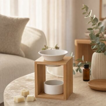 cfbggr Geurbrander Arina – Bamboe & Wit Keramiek voor Wax Melts