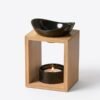 Kalos geurbrander Kalos geurbrander van bamboe met zwarte keramische schaaltjes voor wax melts