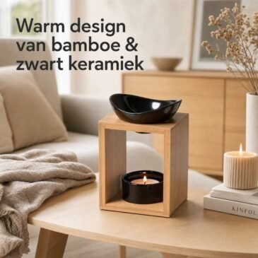 tg6yhu7 Geurbrander Kalos – Bamboe & Zwart Keramiek voor Wax Melts