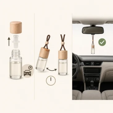 03-scentulp-autoparfum-geurhanger-montage Stappen voor het activeren en verticaal ophangen van een Scentulp autoparfum geurhanger