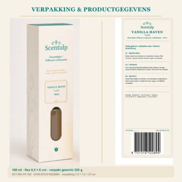 03-scentulp-vanilla-haven-100ml-packaging1 Scentulp Vanilla Haven geurstokjes – Vanille – 100 ml
