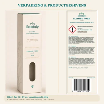 04-scentulp-jasmine-poem-200ml-packaging-scale1 Scentulp Jasmine Poem geurstokjes – Jasmijn – 200 ml