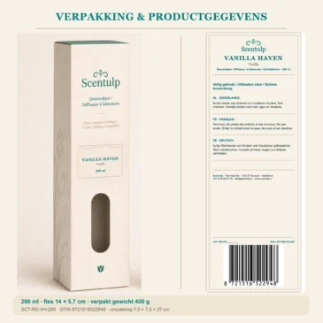 04-scentulp-vanilla-haven-200ml-packaging-scale1 Scentulp Vanilla Haven geurstokjes – Vanille – 200 ml