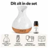 Palma diffuser โ inhoud van de set Palma set met aroma diffuser, Scentulp Lavendel 10 ml, adapter, kabel en handleiding