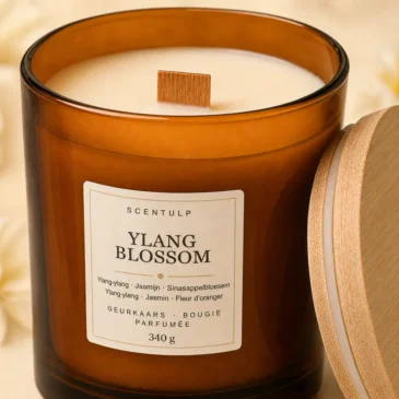 Amber Glass Candle Scentulp Geurkaars Ylang Blossom 340 g