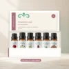 botanische-luxe-oliecollectie-6x10ml-02-open-box Open Botanische Luxe doos met zes etherische-olieflesjes in één vaste rij.