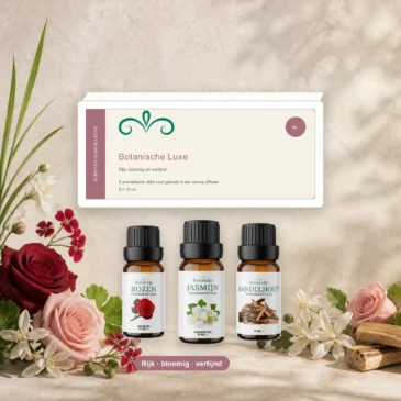 botanische-luxe-oliecollectie-6x10ml-04-geurprofiel Botanische Luxe oliecollectie in een botanische setting met een rijk, bloemig en verfijnd geurprofiel.