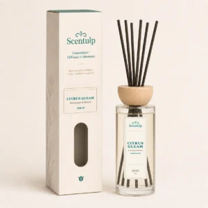 scentulp-citrus-gleam-200ml-hero11 Scentulp Citrus Gleam geurstokjes – Sinaasappel & Meloen – 200 ml